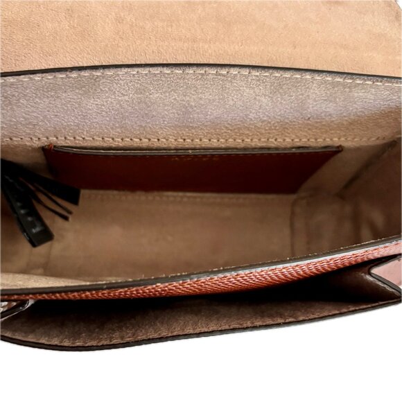 REISS Mini Aubrey Embossed Leather Crossbody Bag Gold Chain & Leather Strap NWOT - Picture 10 of 15